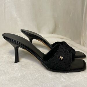 Authentic Chanel black CC sandals